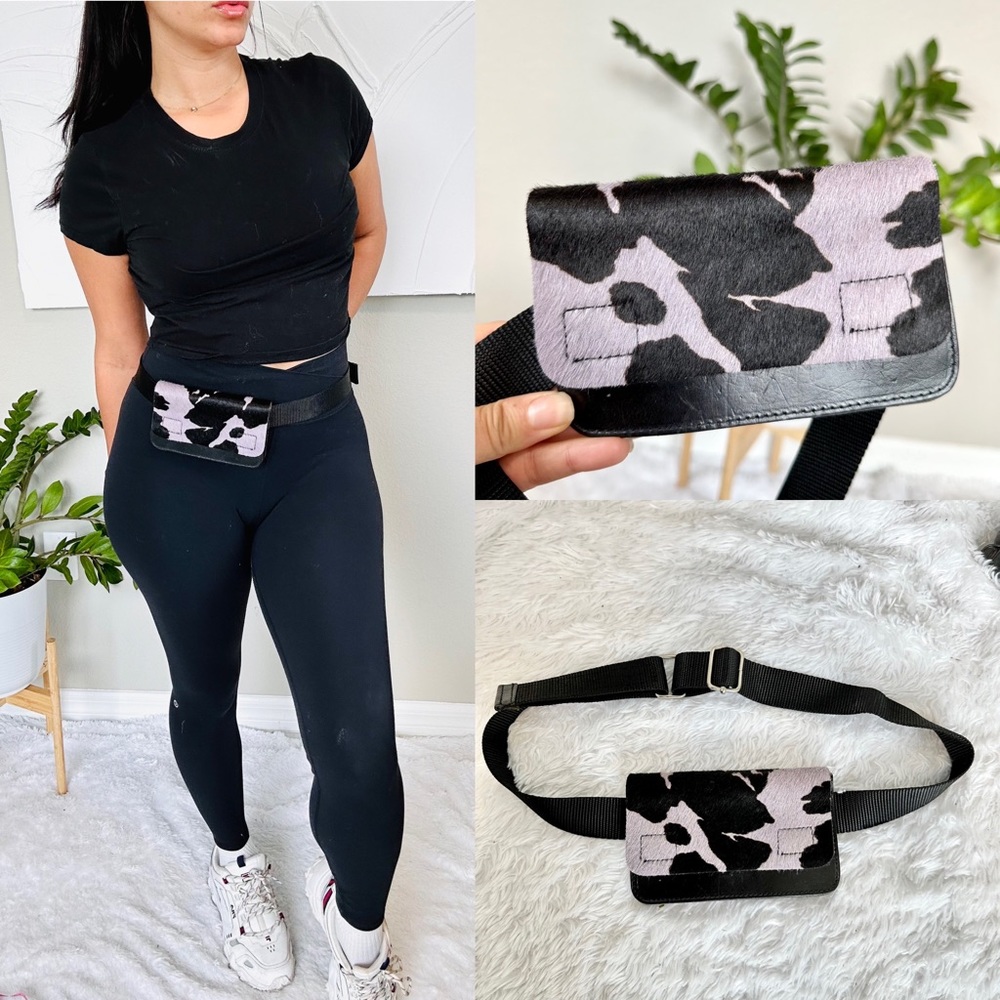 Holt Renfrew Leather Fur Belt Bag animal print